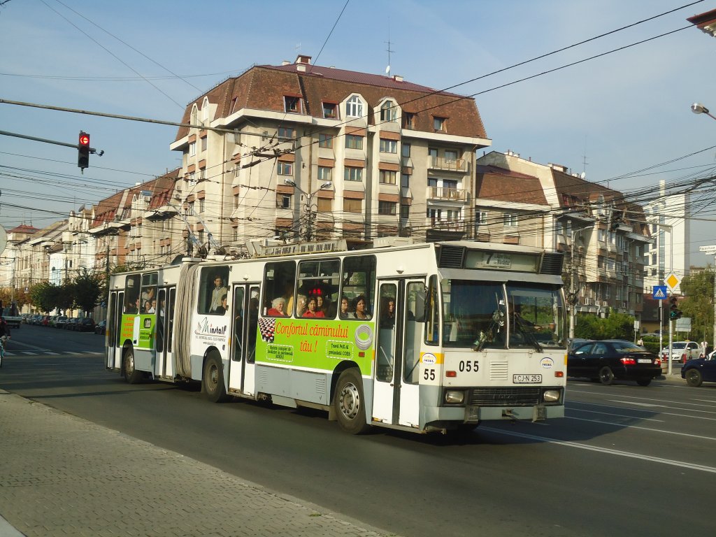 Ratuc, Cluj-Napoca - Nr. 55/CJ-N 253 : Rocar Gelenktrolleybus am 6. Oktober 2011 in Cluj-Napoca