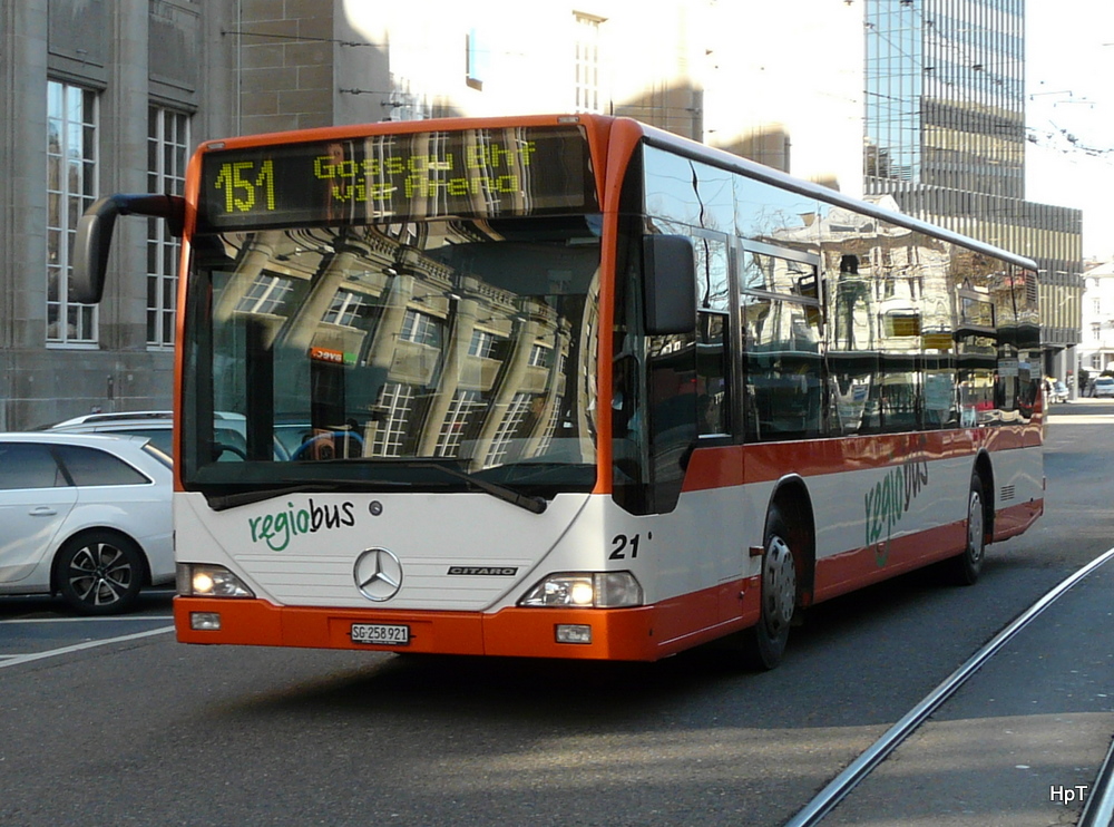 regio bus Gossau - Mercedes Citaro Nr.21  SG258921 unterwegs in St.Gallen am 14.11.2010