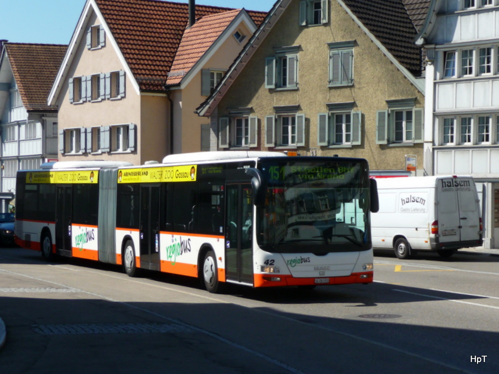 regiobus Gossau - MAN Lion`s City Nr.42 SG 283920 unterwegs in Gossau am 09.07.2010