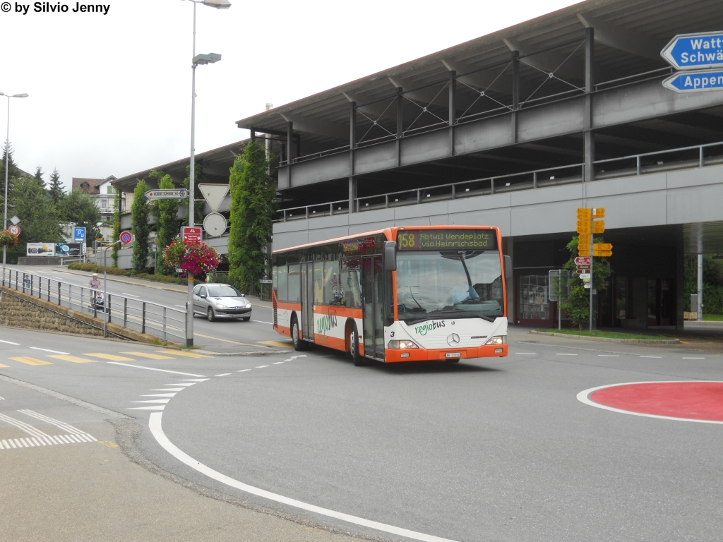 Regiobus/VBH Nr. 3 (Mercedes Citaro O530) am 20.7.2012 beim Bhf. Herisau