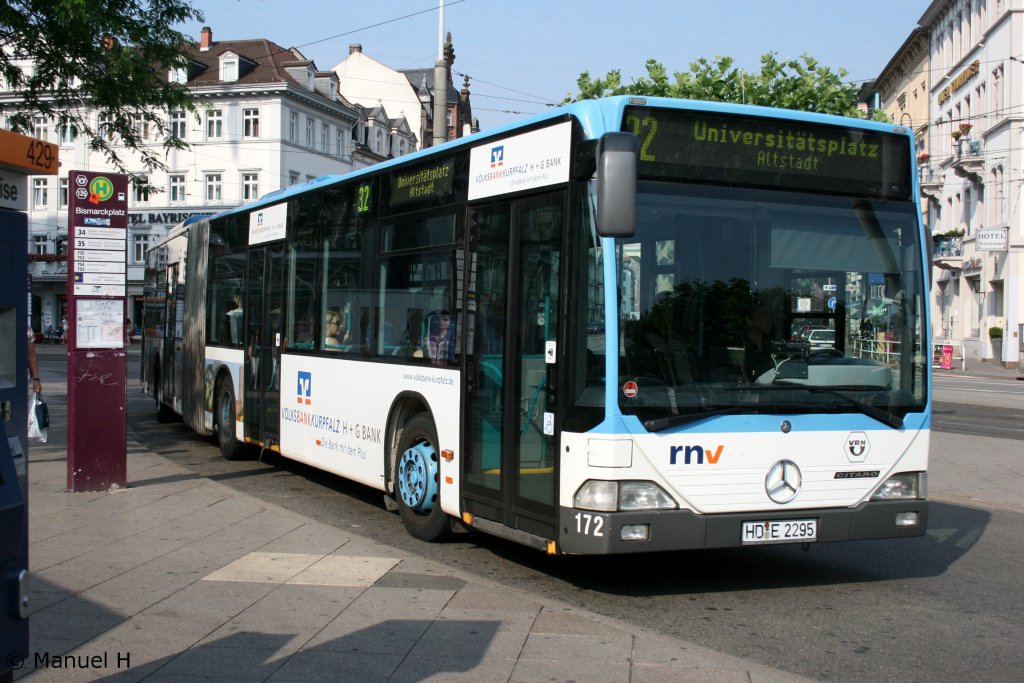RNV 172 (HD E 2295).
Heidelberg Bismarckplatz, 30.6.2010.