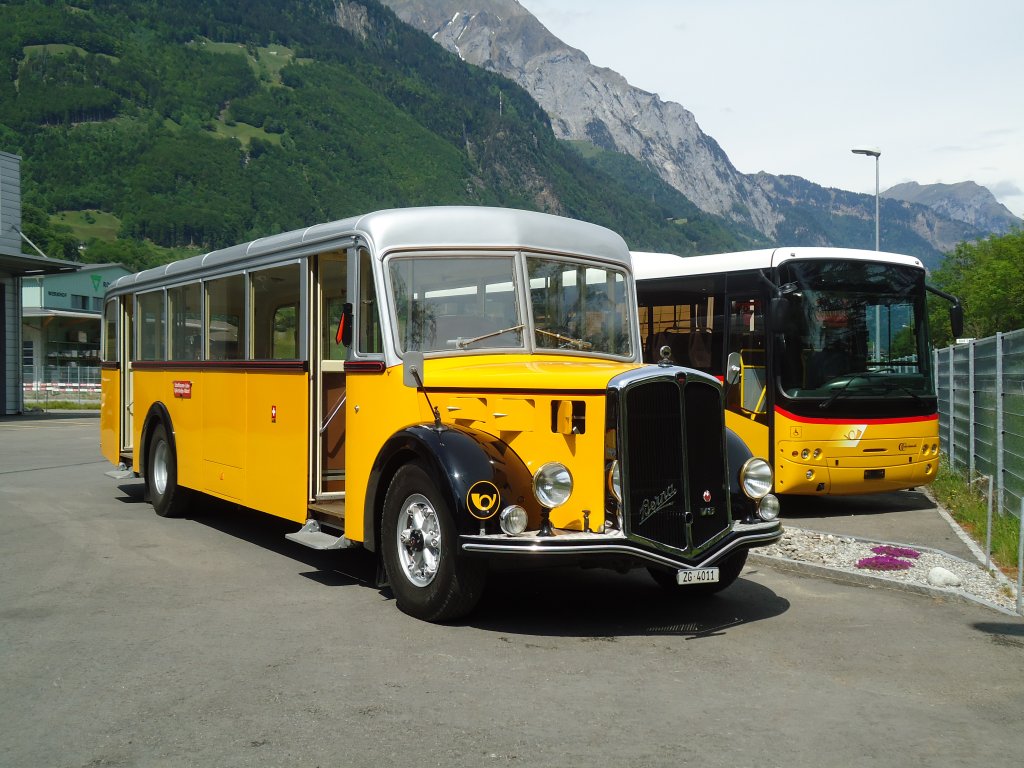 Roost, Morschach - ZG 4011 - Berna/Hess (ex AGO Olten Nr. 5) am 14. Mai 2011 in Schattdorf, Garage AAGU Uri