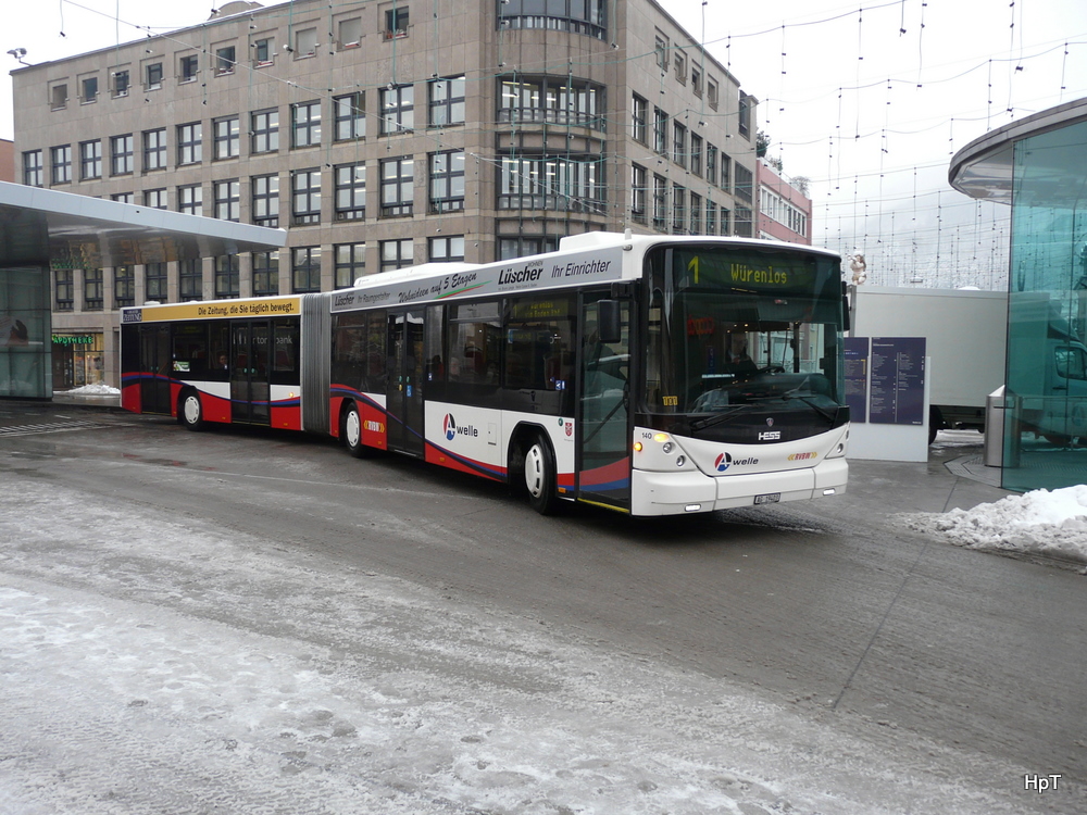 RVBW - Scania-Hess Nr.140  AG 19403 unterwegs auf der Linie 1 in Baden am 29.12.2010
