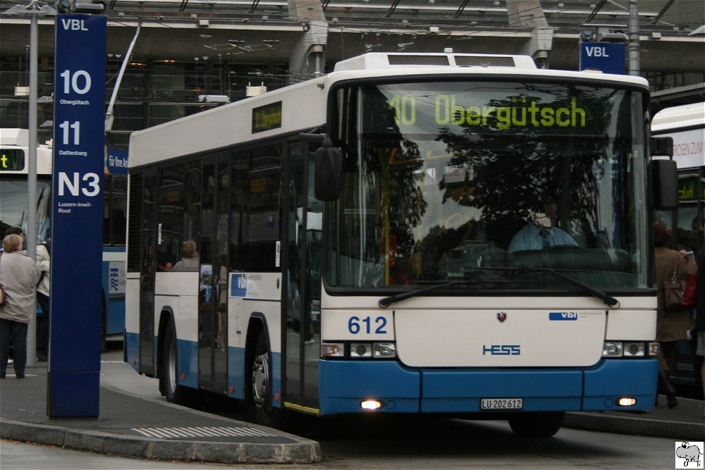 Scania/Hess N94UB Midibus # 612 der Verkehrsbetriebe Luzern (vbl), aufgenommen am 6. Oktober 2009.