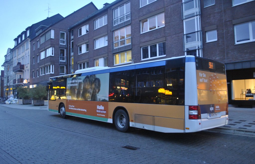 Seitensicht des MAN Lions City, mit NDR Werbung, am 26.01.2011.