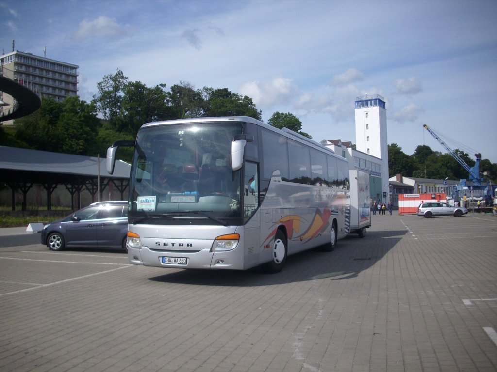 Setra 415 GT-HD mit Anhnger von Leitner aus Deutschland im Stadthafen Sassnitz am 14.06.2012