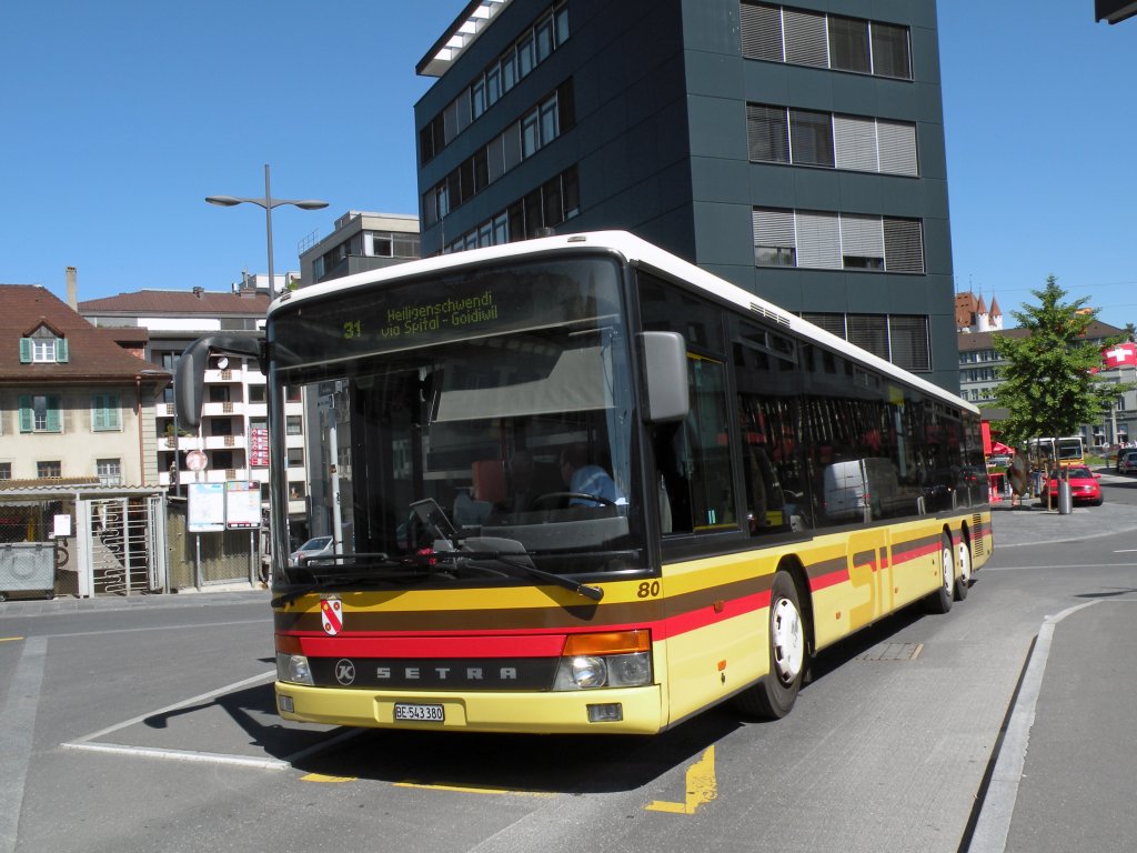 Setra Bus der STI mit der Betriebsnummer 80 am Bahnof Thun. Die Aufnahme stammt vom 18.05.2011.