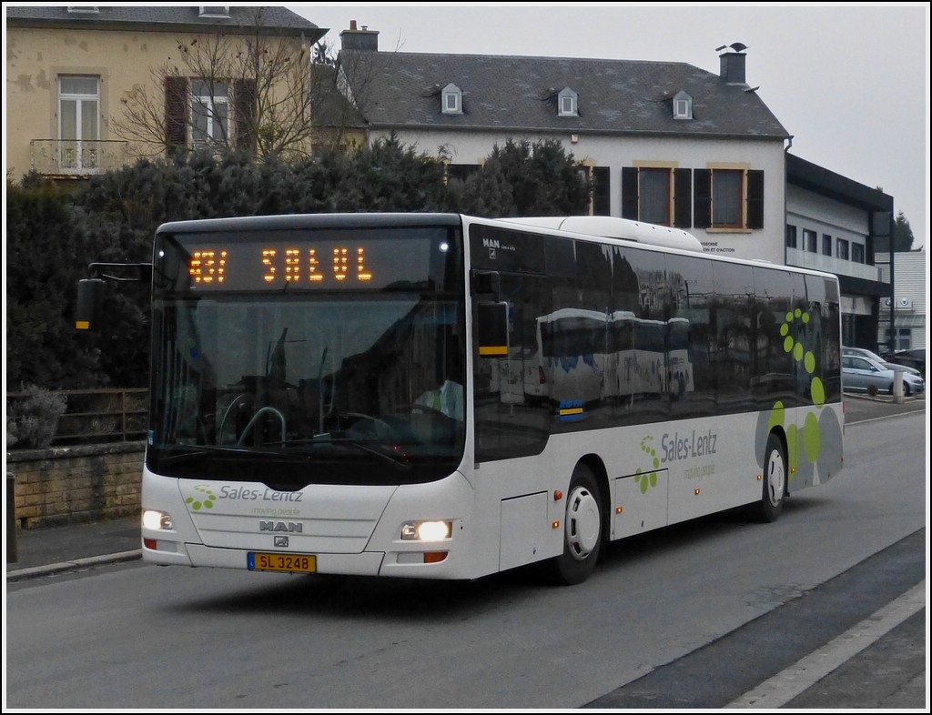 (SL 3248) MAN Lion's City des Busunternehmens Sales Lentz fotografiert am Bahnhof in Mersch am 08.04.2013.