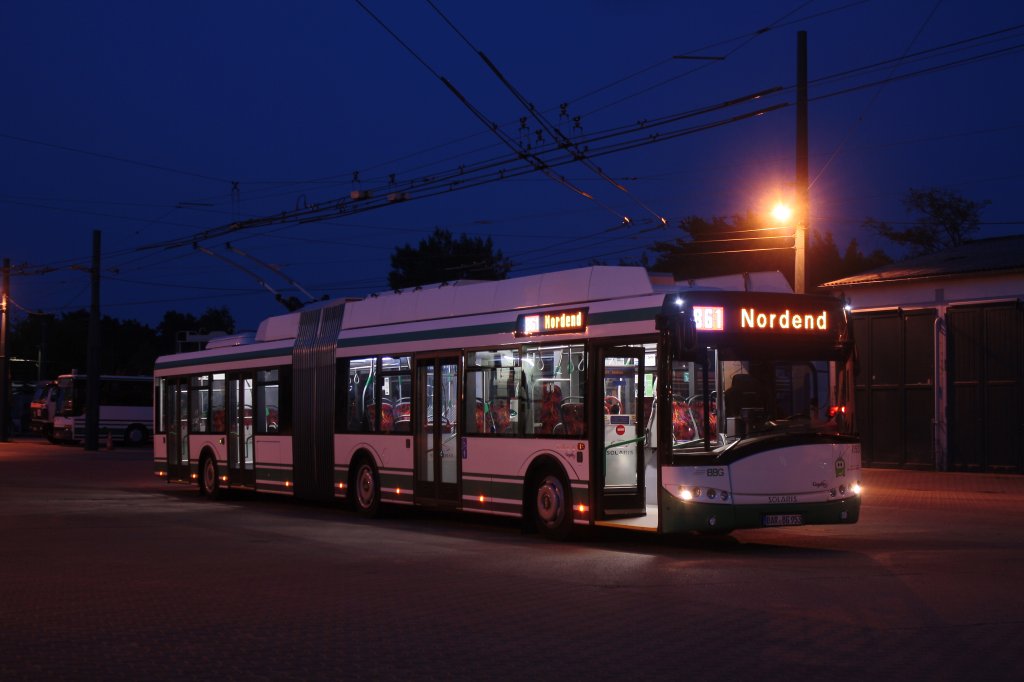 Solaris Trollino 18AC, Obus 053 der BBG-Eberswalde in Nordend am 21.05.2011