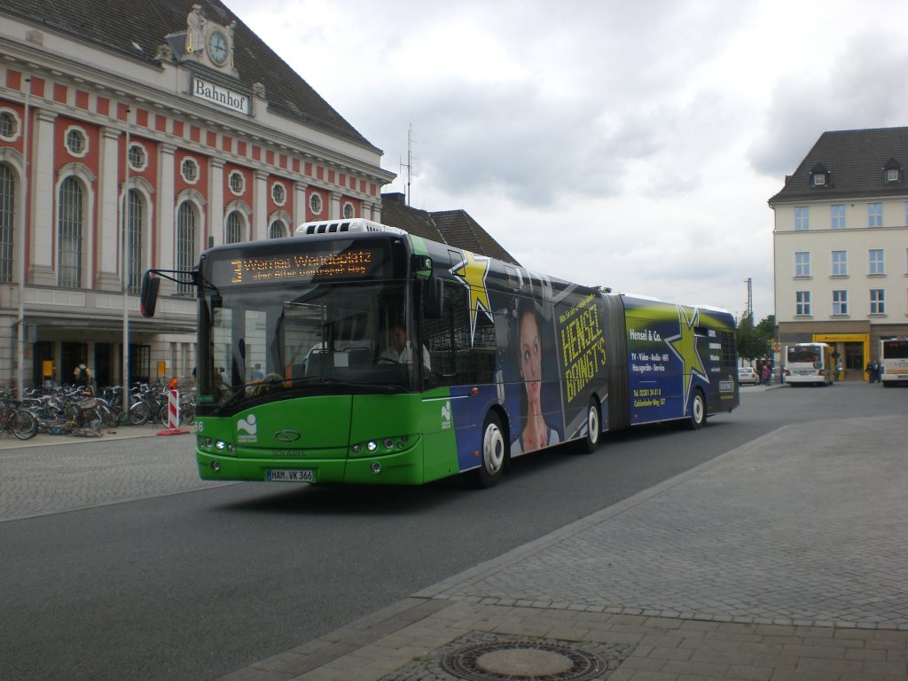 Solaris Urbino auf der Linie 3 nach Hamm Werries Wendeplatz am Hauptbahnhof Hamm.(16.7.2012) 