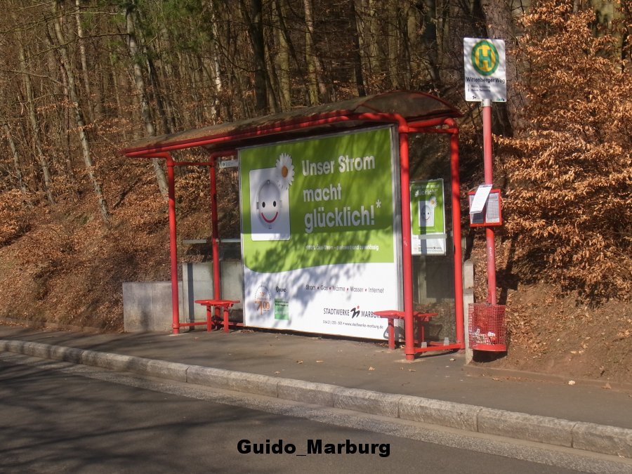 Stadt Marburg Bushaltestelle Wittenbergerweg Richtung Hauptbahnhof