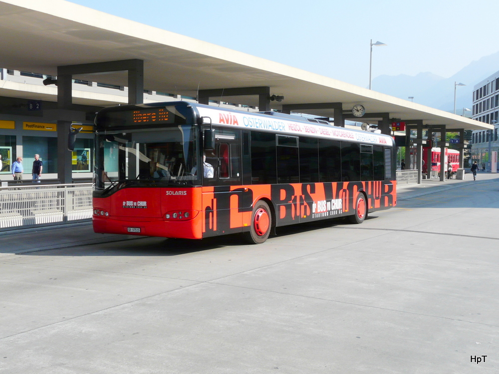 Stadtbus Chur - Solaris  GR 97515 bei den Haltestellen vor dem Bahnhof in Chur am 22.04.2011

