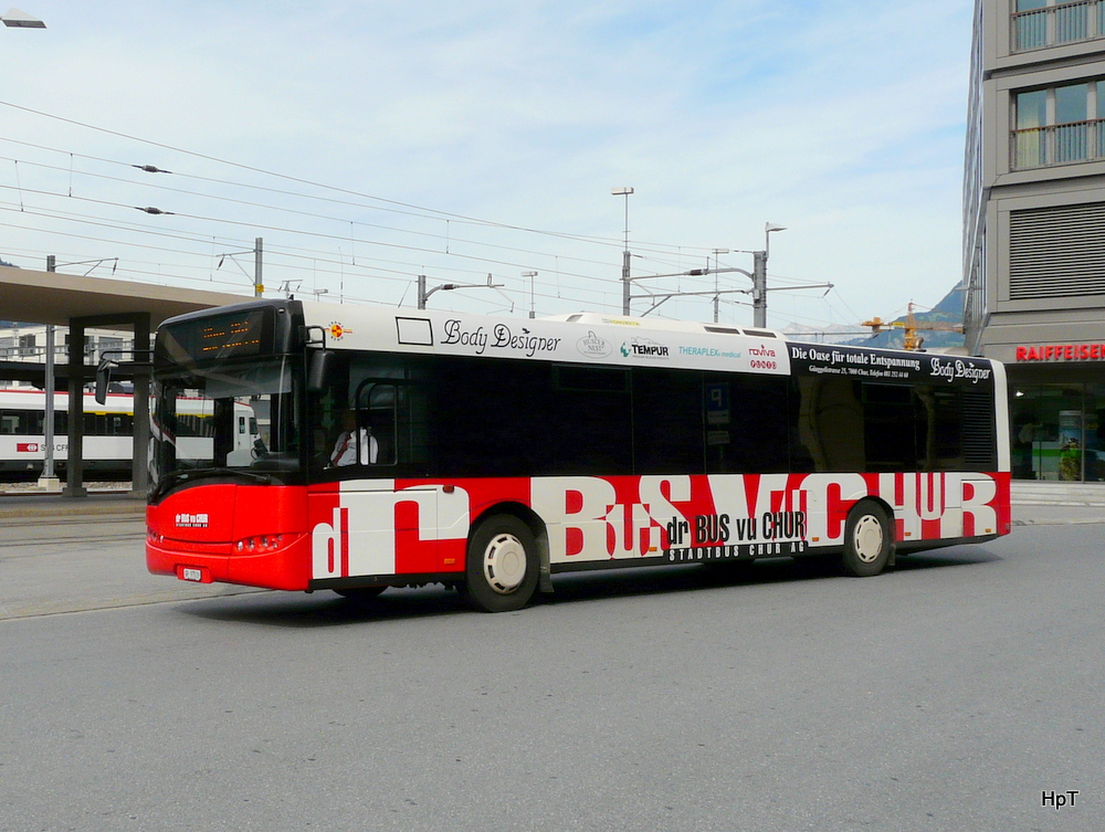 Stadtbus Chur - Solaris Urbino GR 97519 unterwegs vor dem Bahnhof in Chur am 18.09.2012