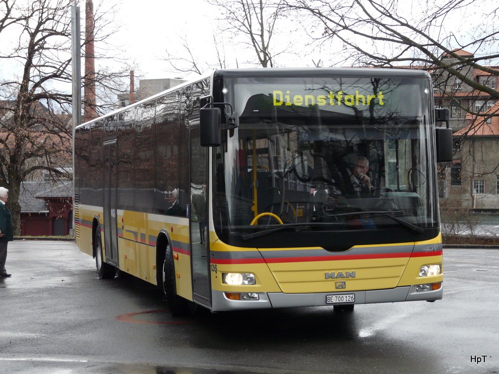 STI - MAN Lion`s City Nr.126 BE 700126 unterwegs als Dienstfahrt in der Stadt Thun am 21.03.2010