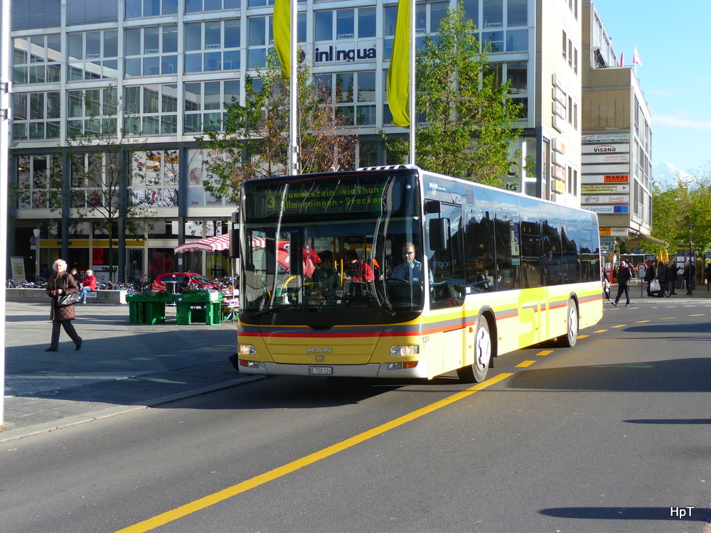 STI - MAN Lion`s City Nr.124 BE 700124 unterwegs auf der Linie 3 in Thun am 19.11.2010