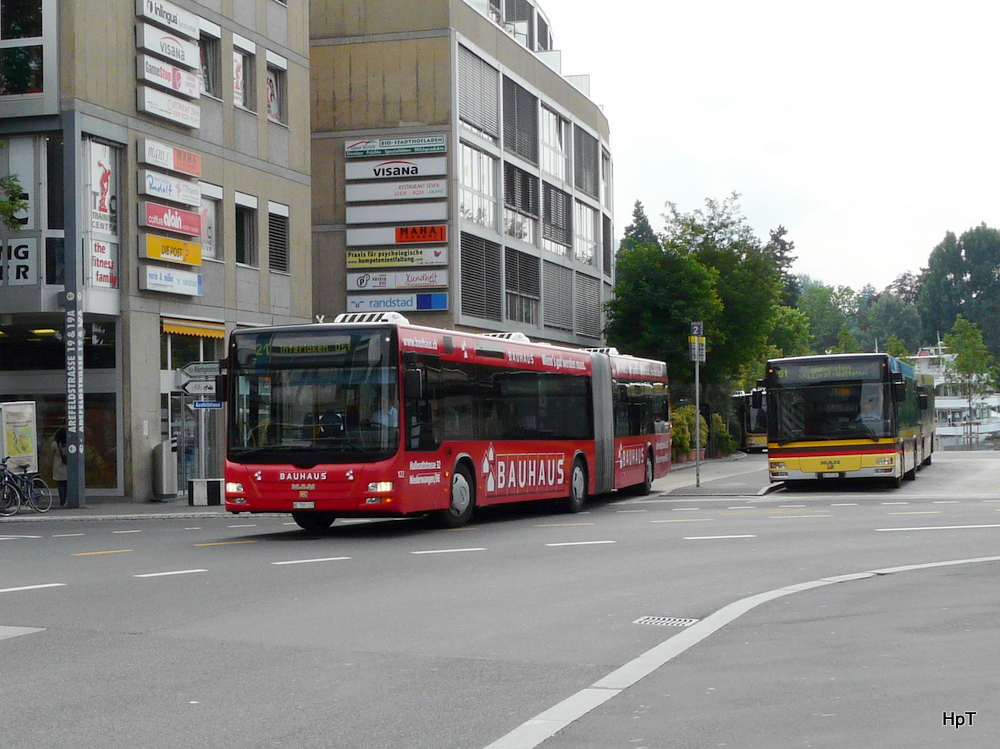 STI - MAN Lion`s City  Nr.122  BE 700122 unterwegs auf der Linie 21 bei den Bushaltestellen beim Bahnhof Thun am 01.07.2011