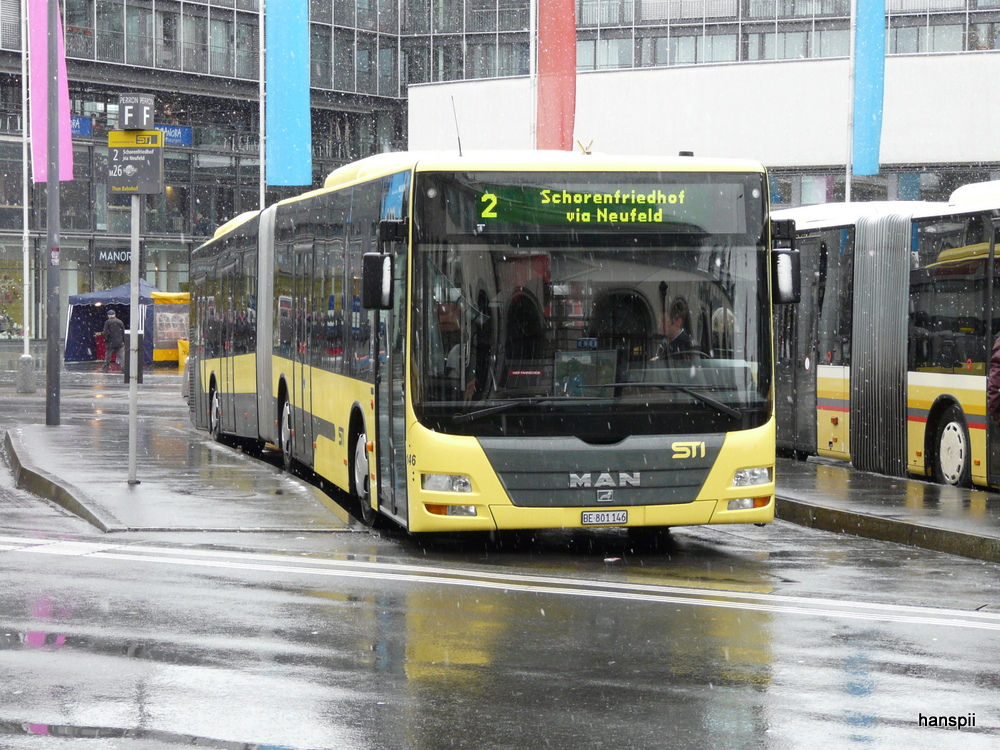 STI - MAN Lion`s City Nr.146  BE 801146 unterwegs auf der Linie 2 in Thun am 30.11.2012