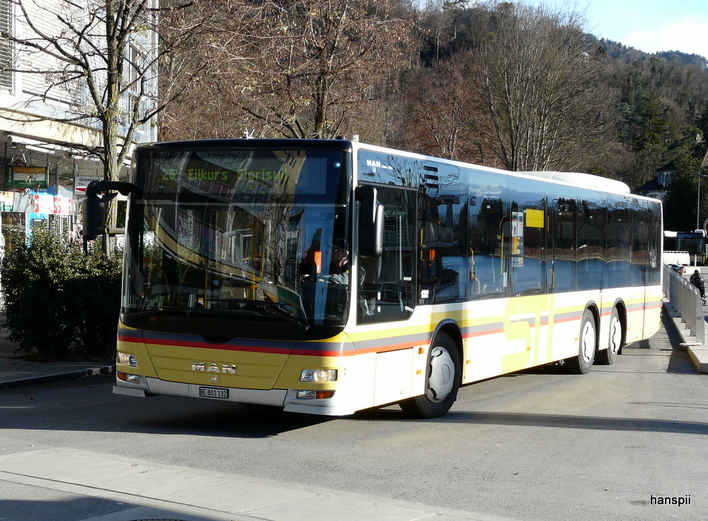 STI - MAN Lion`s City  Nr.132  BE  7801132 unterwegs auf der Linie 25 in Thun am 19.12.2012