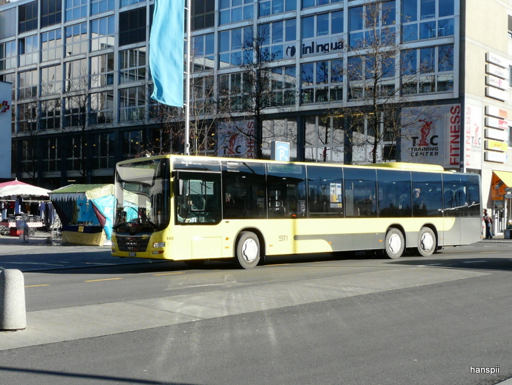 STI - MAN Lion`s City  Nr.148  BE  7801148 unterwegs auf der Linie 3 in Thun am 19.12.2012
