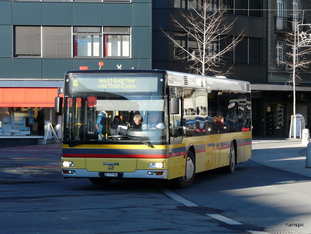 STI - MAN Nr.96 BE 777096 unterwegs auf der Linie 6 in Thun am 19.12.2012