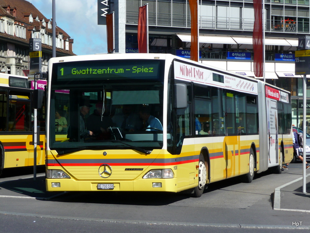 STI - Mercedes Citaro Nr.108  BE  700108 unterwegs auf der Linie 1 bei der Haltestelle vor dem Bahnhof Thun am 10.09.2010