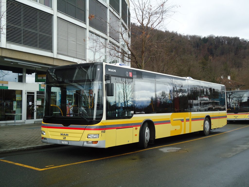 STI Thun - Nr. 115/BE 700'115 - MAN am 27. Februar 2011 bei der Schiffländte Thun