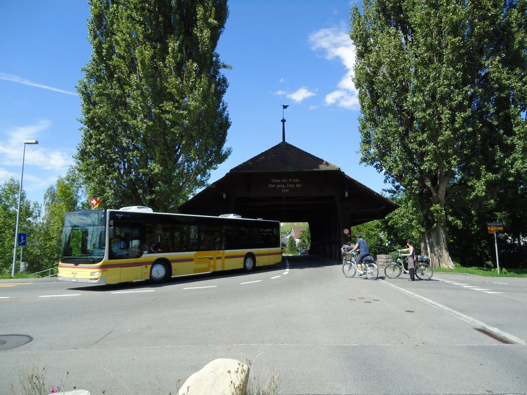STI Thun Nr. 123/BE 700'123 MAN am 1. August 2010 Steffisburg, Zulgbrücke