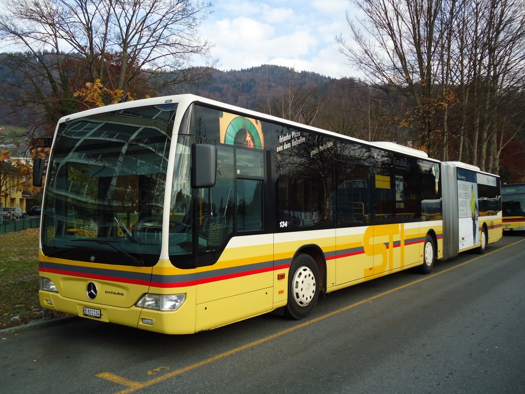 STI Thun - Nr. 134/BE 801'134 - Mercedes Citaro am 22. November 2012 bei der Schifflndte Thun