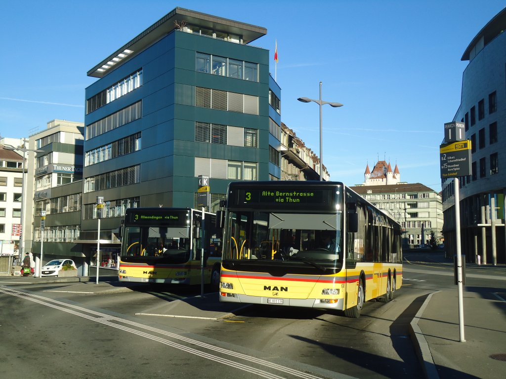 STI Thun - Nr. 138/BE 801'138 - MAN am 26. Dezember 2011 beim Bahnhof Thun