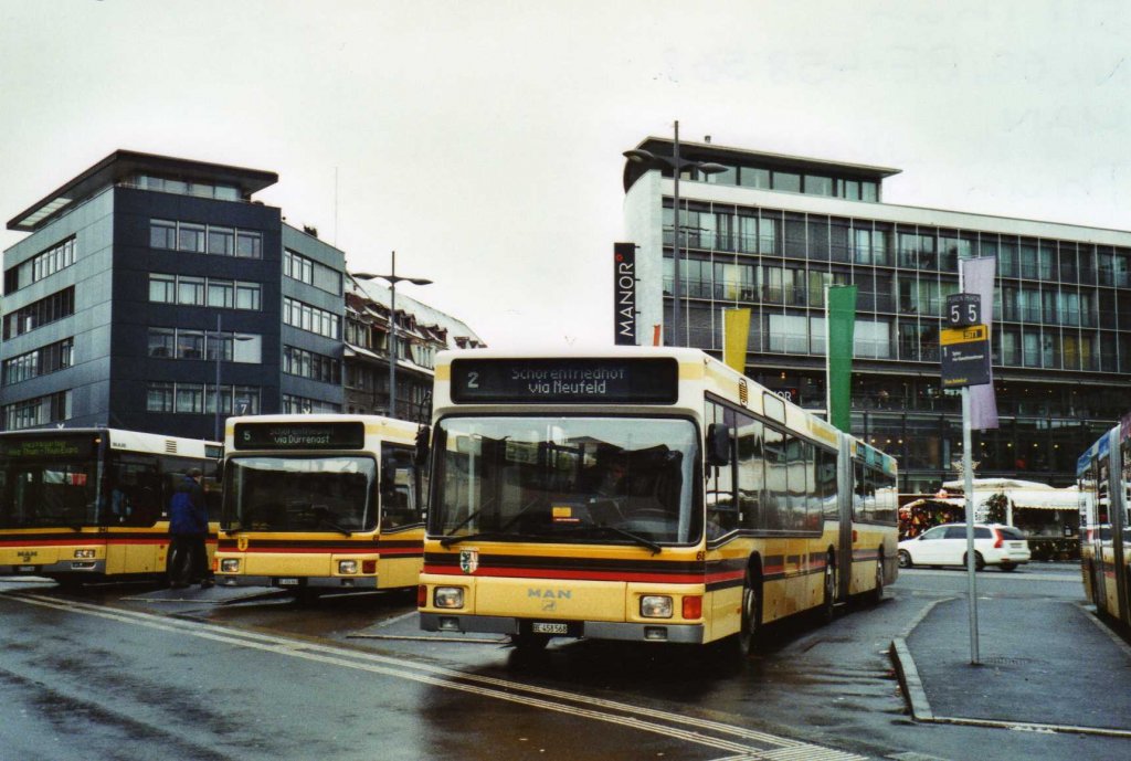 STI Thun Nr. 68/BE 458'568 MAN am 21. Dezember 2009 Thun, Bahnhof