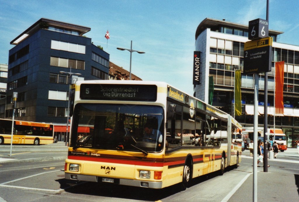 STI Thun Nr. 72/BE 397'172 MAN am 26. Juni 2010 Thun, Bahnhof