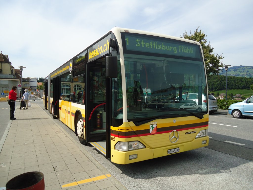 STI Thun - Nr. 85/BE 543'385 - Mercedes Citaro am 15. Juli 2011 beim Bahnhof Spiez