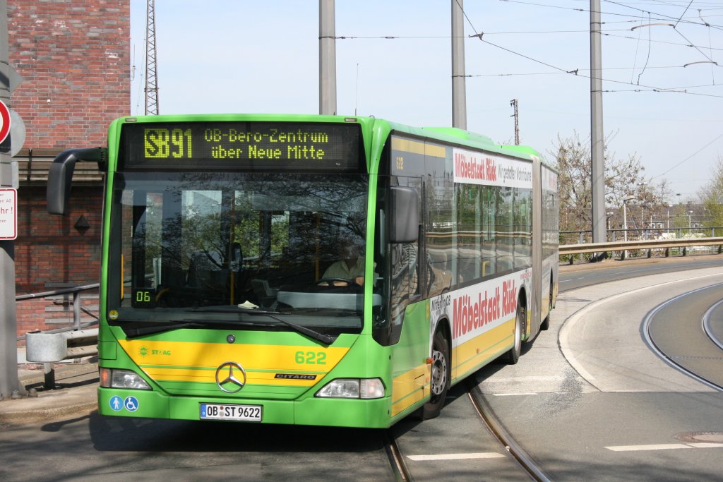 STO 622 (OB ST 9622) kommt hier am HBF Oberhausen mit der Linie SB91 an.
24.4.2010