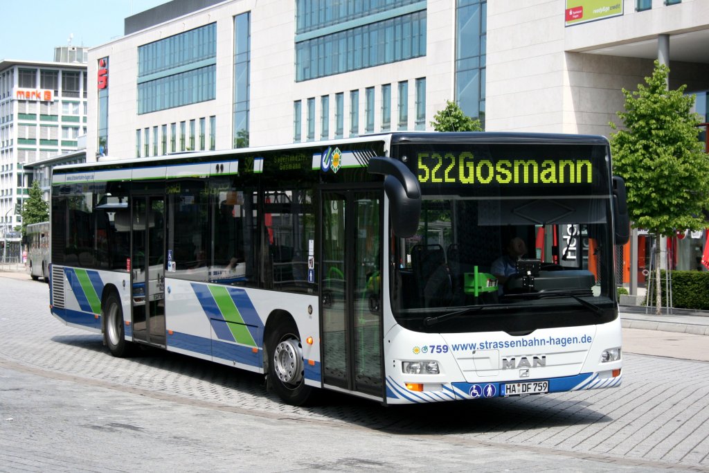 Straenbahn Hagen 759 (HA DF 759).
Hagen Stadtmitte, 6.6.2010.