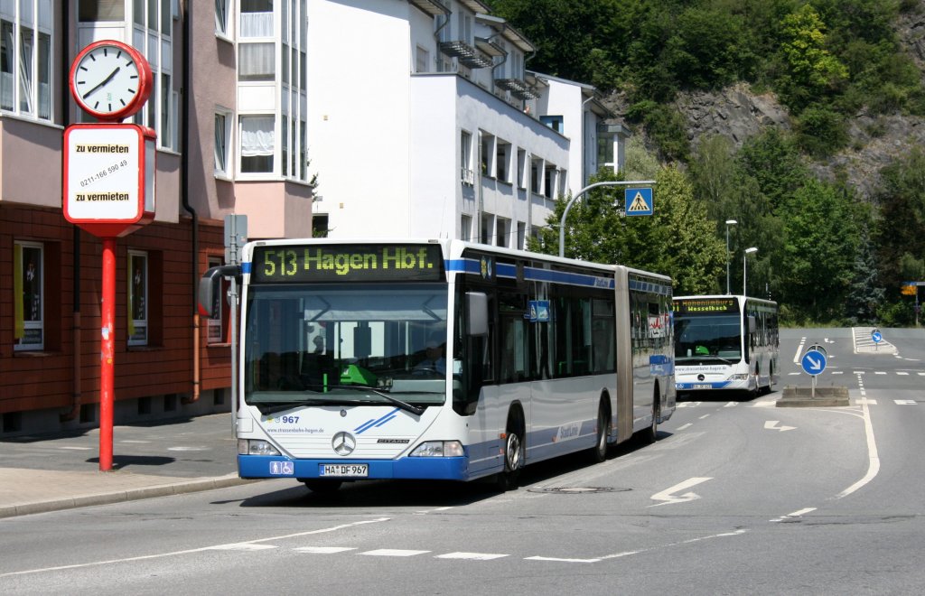 Straenbahn Hagen 967 (HA DF 967).
Hagen Hohenlimburg, 26.6.2010.