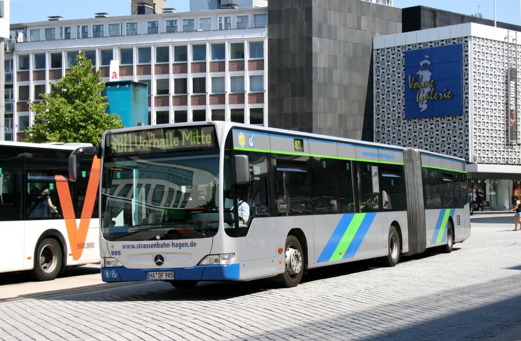 Straenbahn Hagen 985 (HA DF 985).
Hagen Stadtmitte, 26.6.2010.