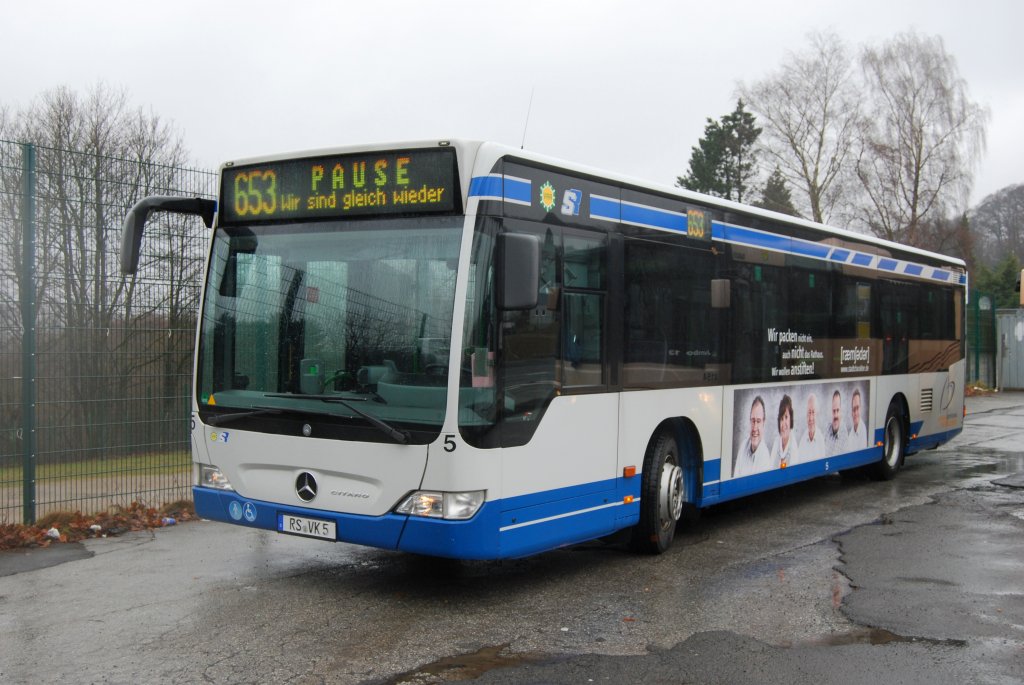 SW Remscheid Wagen 5, ein Mercedes O530 Citaro, aufgenommen whrend der Sonderfahrt durchs Oberbergische Land am 27.02.2011 in Remscheid Ehringhausen.
