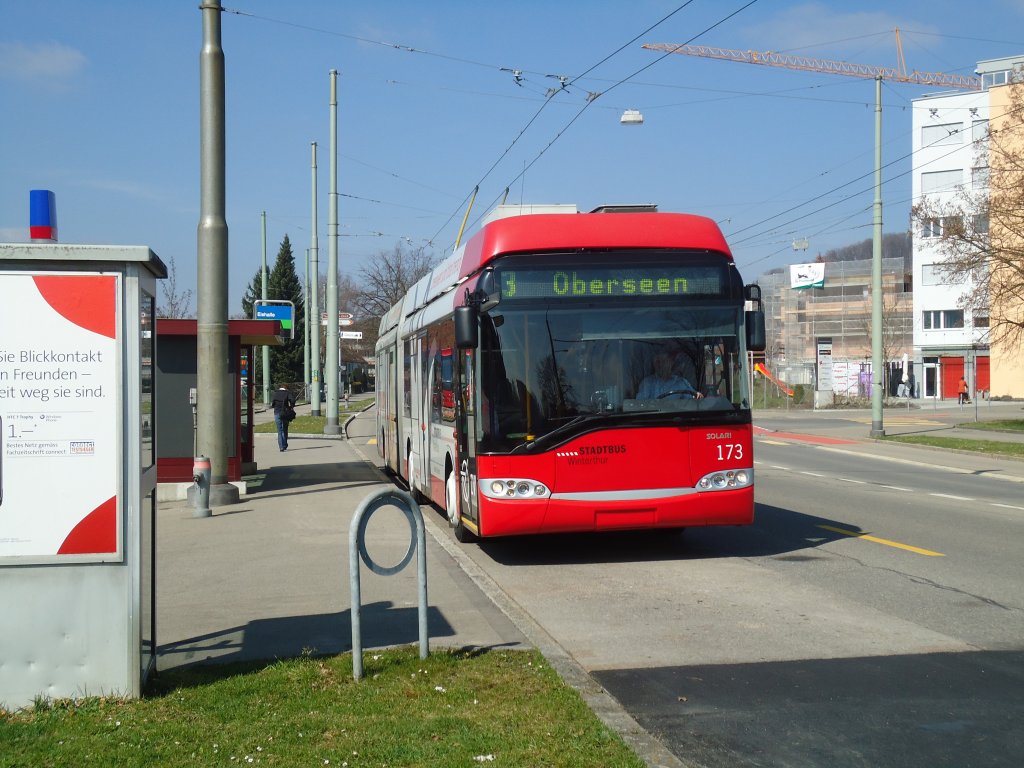 SW Winterthur - Nr. 173 - Solaris Gelenktrolleybus am 20. Mrz 2011 in Winterthur, Eishalle