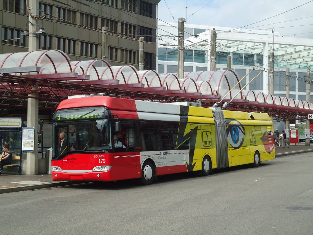 SW Winterthur - Nr. 179 - Solaris Gelenktrolleybus am 14. September 2011 in Winterthur, Hauptbahnhof