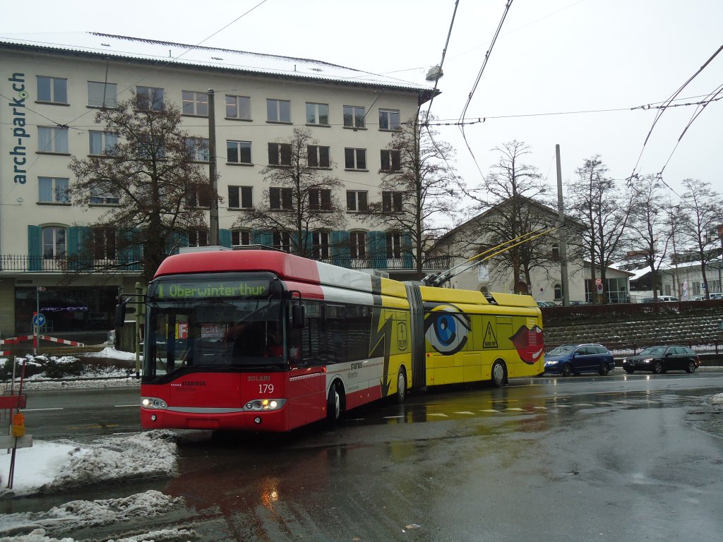 SW Winterthur - Nr. 179 - Solaris Gelenktrolleybus am 15. Februar 2012 in Winterthur, Hauptbahnhof
