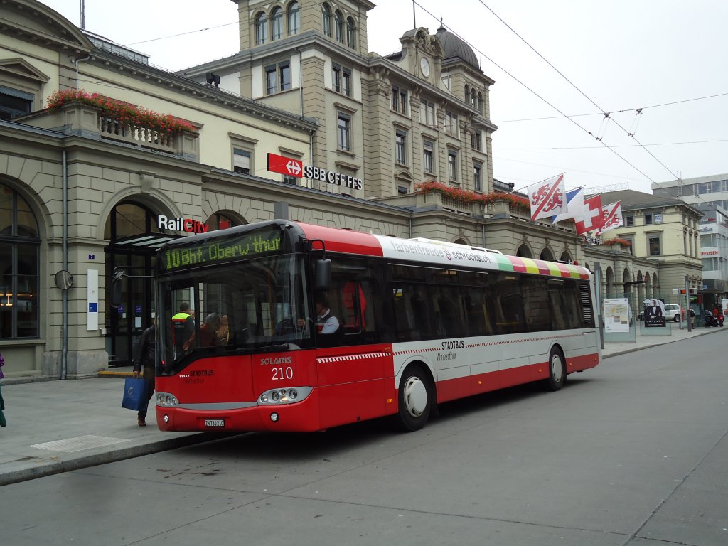 SW Winterthur - Nr. 210/ZH 730'210 - Solaris am 24. Oktober 2012 beim Hauptbahnhof Winterthur