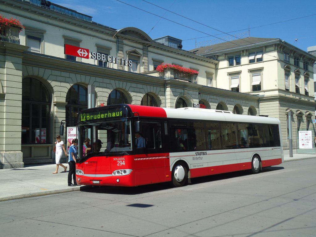 SW Winterthur - Nr. 294/ZH 730'294 - Solaris am 17. August 2011 beim Hauptbahnhof Winterthur
