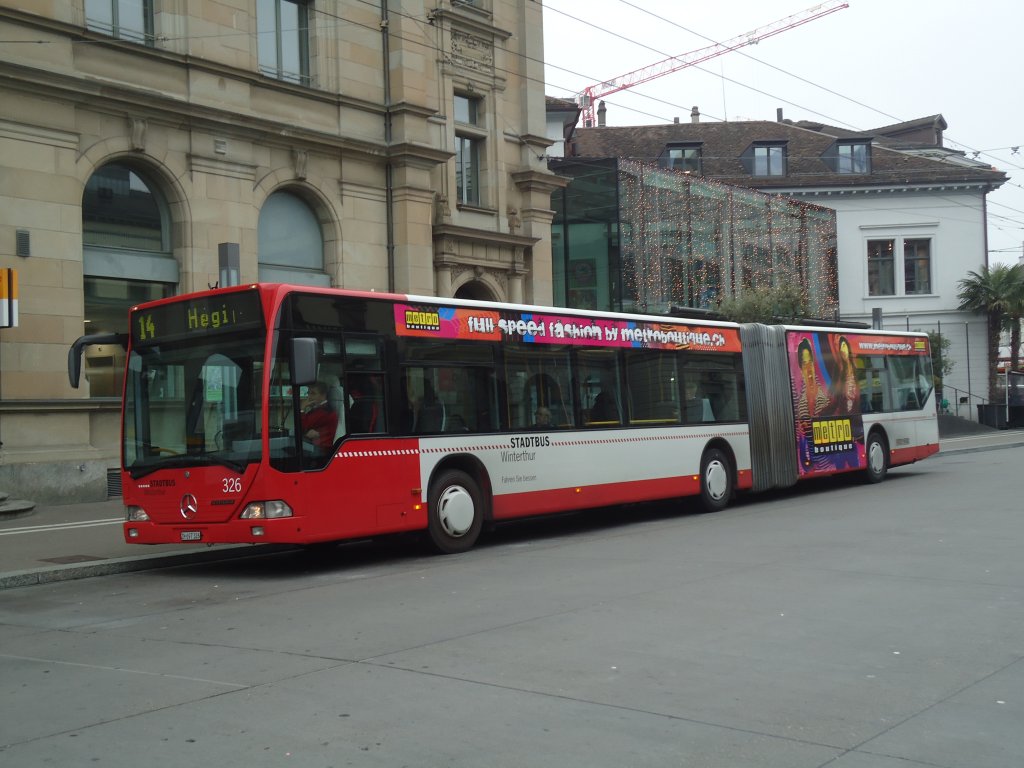 SW Winterthur - Nr. 326/ZH 697'326 - Mercedes Citaro am 24. November 2011 in Winterthur, Hauptbahnhof