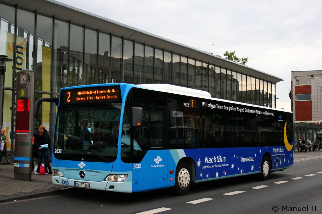 SWM 2632 (MS ST 162) mit Nachtbus Werbung.
Aufgenommen am HBF Mnster, 19.9.2010.