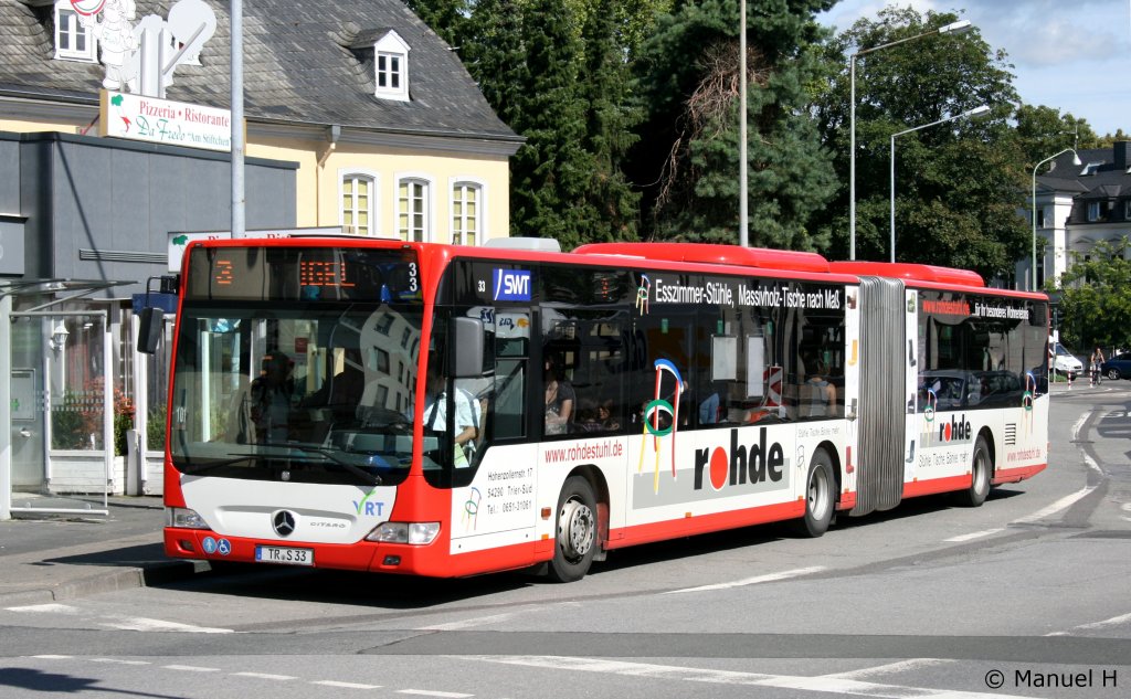 SWT 33 (TR S 33) wirbt fr Rohde.
Aufgenommen an der Porta Nigra in Trier, 19.8.2010.