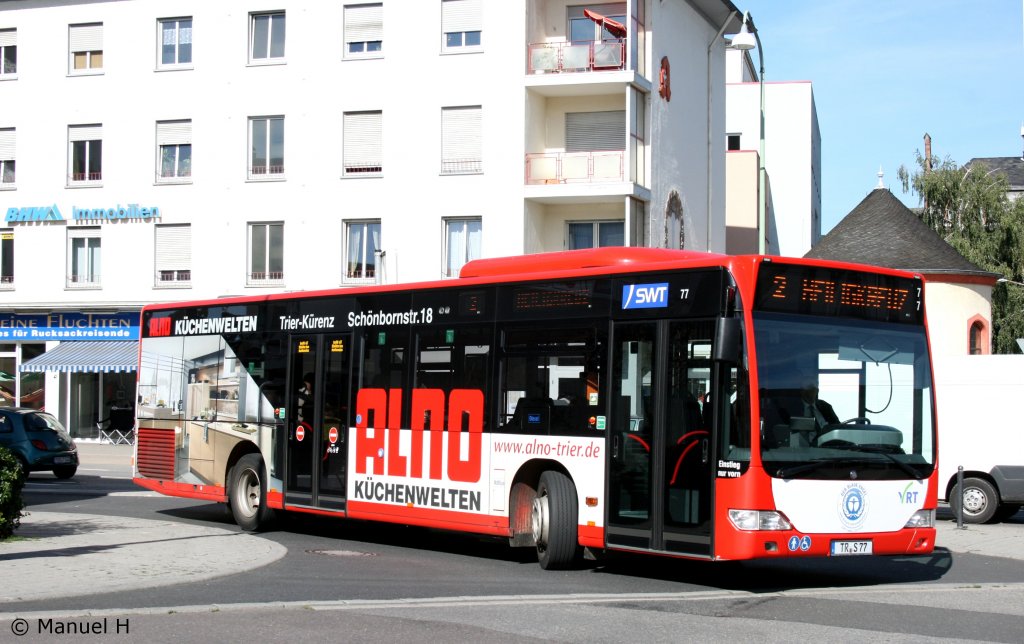 SWT 77 (TR S 77) wirbt fr Alno Kchen.
Aufgenommen an der Porta Nigra in Trier, 19.8.2010.