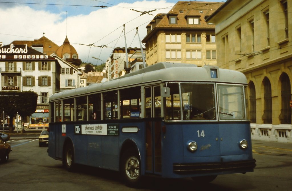 TC Nr. 14 am 24. September 1981 in La Chaux-de-Fonds (Linie 7)