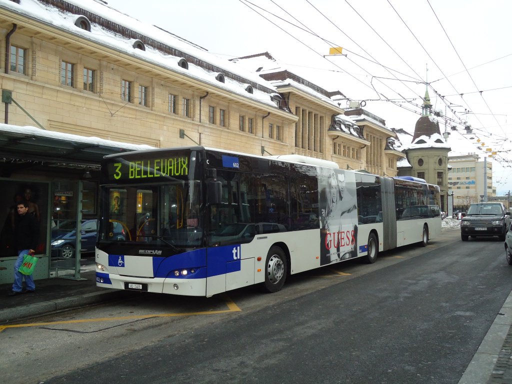 TL Lausanne Nr. 602/VD 1405 Neoplan am 5. Dezember 2010 Lausanne, Bahnhof