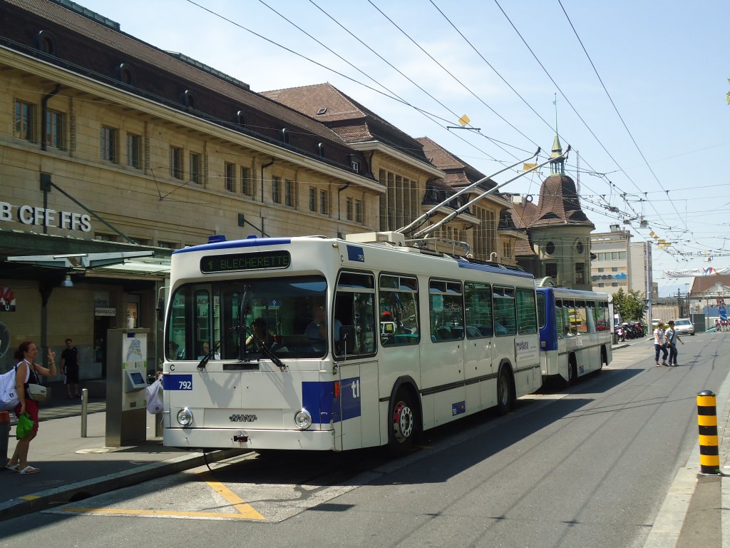 TL Lausanne - Nr. 792 - NAW/Lauber Trolleybus am 12. Juli 2011 beim Bahnhof Lausanne