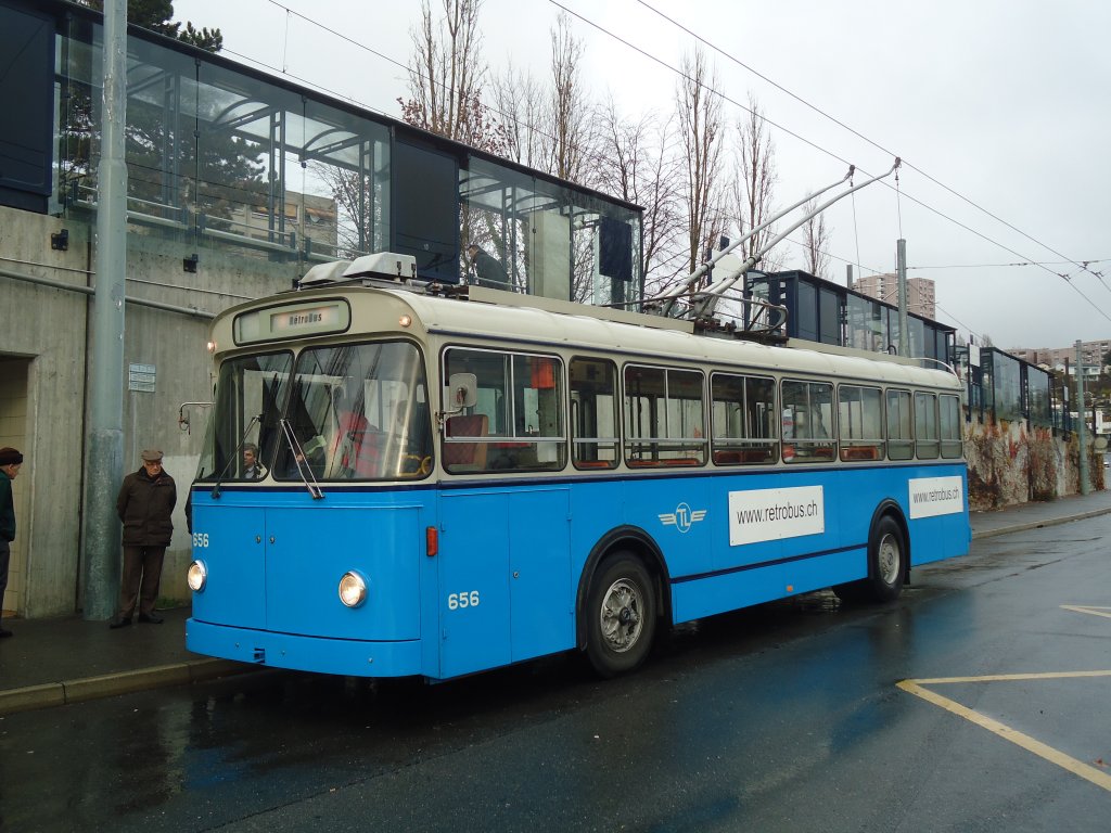 TL Lausanne (Rétrobus) - Nr. 656 - FBW/Eggli am 18. Dezember 2011 in Lausanne, Bourdonette